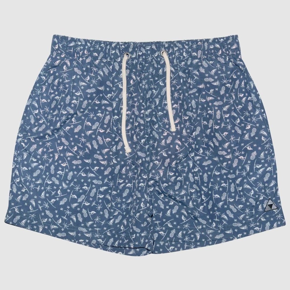 OLGYN Men’s Patterned Blue Swim Shorts - Picture 3 of 5